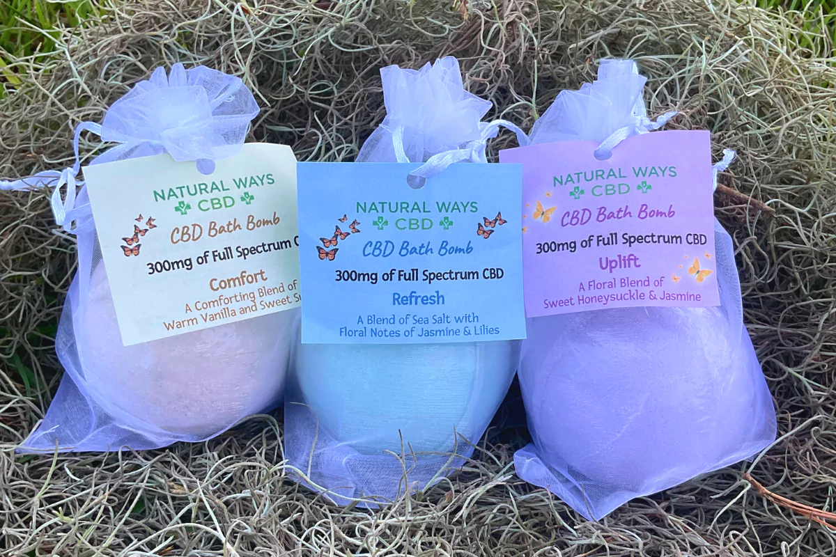 Natural Ways CBD bath bomb in hay