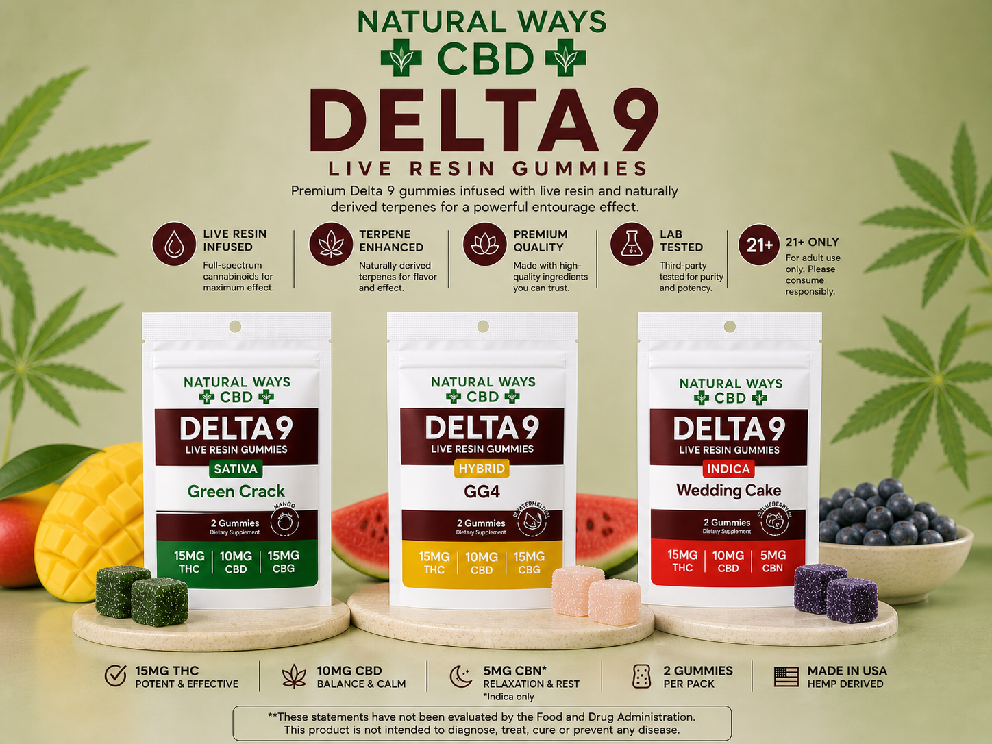 Live Resin 15mg Delta 9 Gummies - 2pk